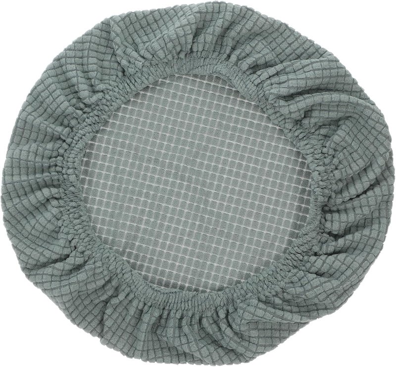 Ciieeo Elastic Plush Round Stool Cover Stretchable Dining Chair Slipcover Polyester Furniture Protector for Home and Office Use in Matcha Green - Image 1
