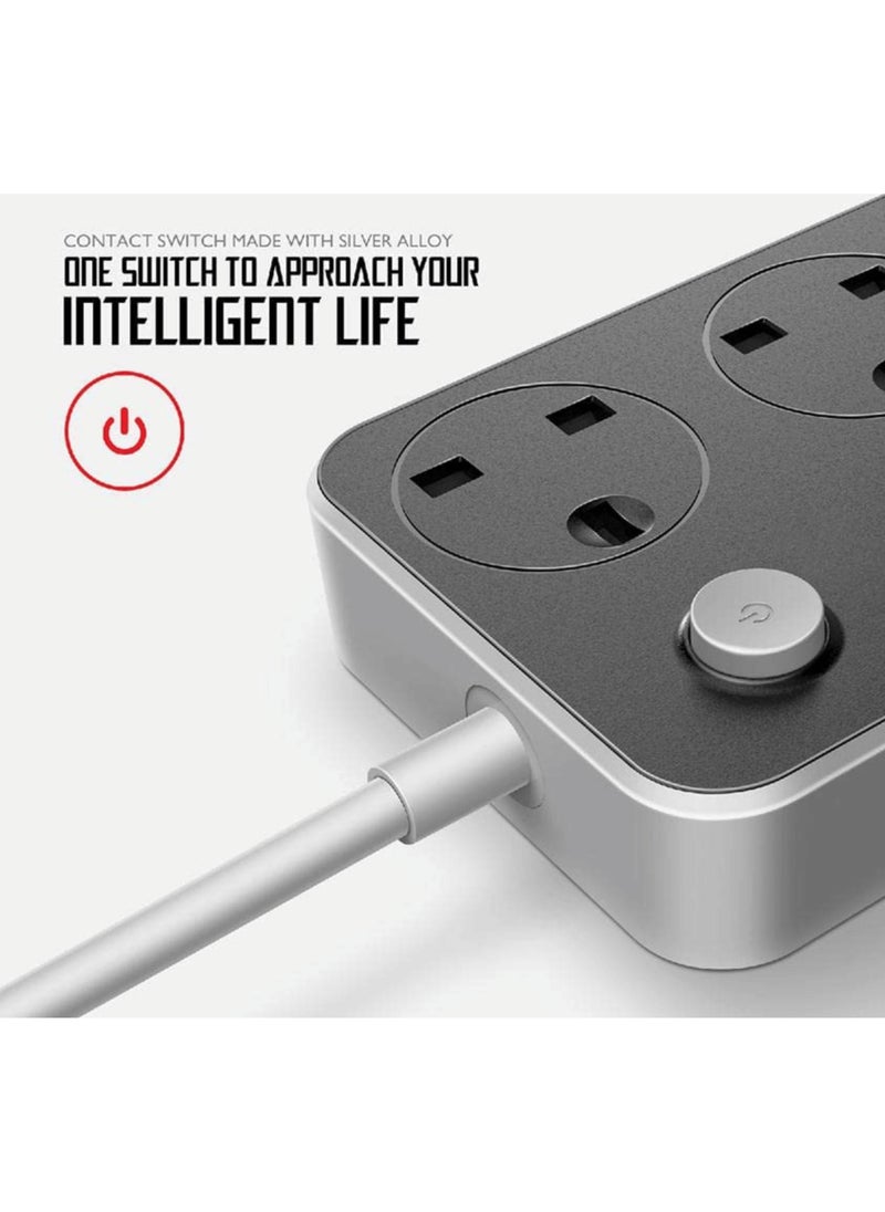 Foji - Power Strip with 3 Universal Sockets, 6 USB Ports, 2500W, 2M Cable, Anti-Static - Image 1