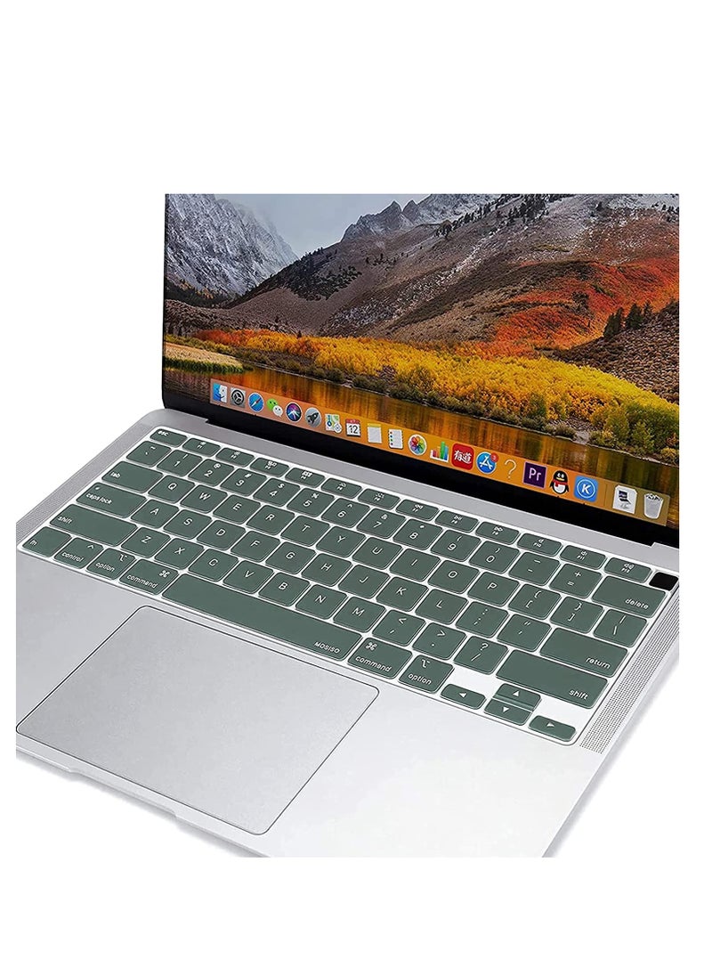 Generic - غطاء لوحة مفاتيح سيليكون رقيق شفاف لجهاز ماك بوك إير 15.3"/13.6"(A3114/A2941/A3113/A2681)/ ماك بوك برو 14"/16"(A2992/A2918/A2442/A2779/A2485/A2780), غطاء لوحة مفاتيح بتصميم أمريكي, أخضر متوسط - Image 1
