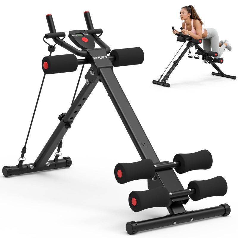 DERACY Ab Workout Machine Adjustable Ab Trainer Abdominal Trainer for Home Gym Foldable Ab Crunch Machine for Core 440 LBS (Black) - Image 1