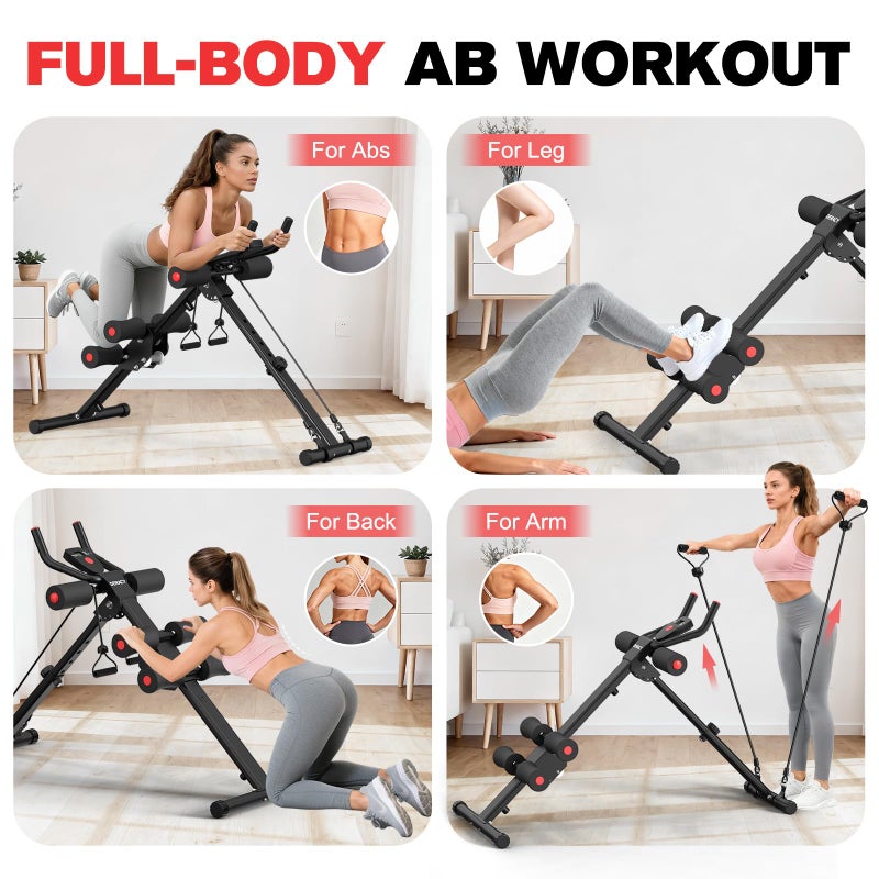 DERACY Ab Workout Machine Adjustable Ab Trainer Abdominal Trainer for Home Gym Foldable Ab Crunch Machine for Core 440 LBS (Black) - Image 2