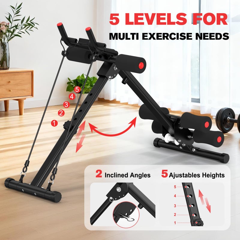 DERACY Ab Workout Machine Adjustable Ab Trainer Abdominal Trainer for Home Gym Foldable Ab Crunch Machine for Core 440 LBS (Black) - Image 4