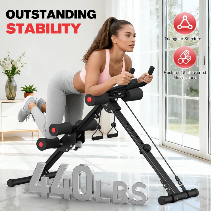 DERACY Ab Workout Machine Adjustable Ab Trainer Abdominal Trainer for Home Gym Foldable Ab Crunch Machine for Core 440 LBS (Black) - Image 3