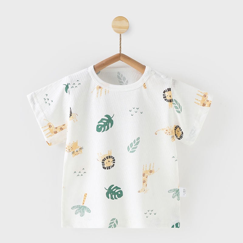 Baby'S Short-Sleeved T-Shirt Children'S Thin Breathable Cartoon Floral Top Baby'S Half-Sleeved Base Top - Image 1