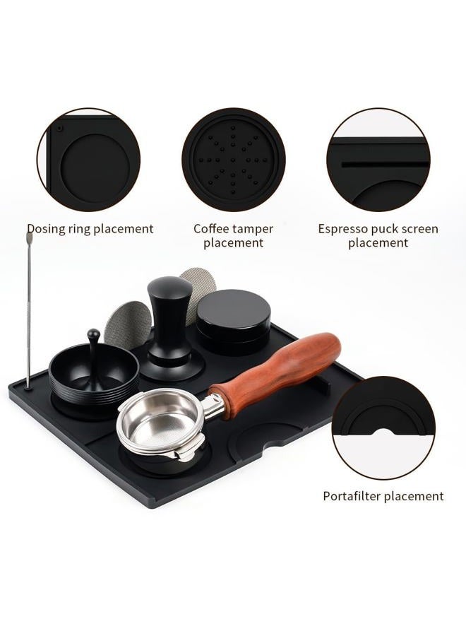 WATCHGET Espresso Tamping Mat - Espresso Tamping Station Food Grade Silicone Coffee Tamper Mat Espresso Accessory for Baristas Home Kitchen Bar Coffee Shop 9.84Inch x 7.87Inch (Black) - Image 3