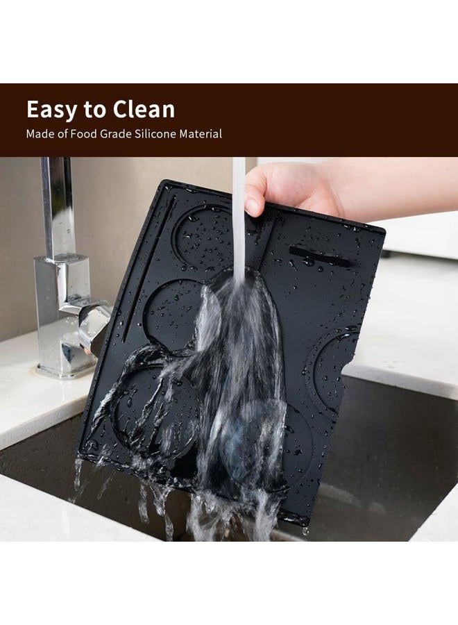 WATCHGET Espresso Tamping Mat - Espresso Tamping Station Food Grade Silicone Coffee Tamper Mat Espresso Accessory for Baristas Home Kitchen Bar Coffee Shop 9.84Inch x 7.87Inch (Black) - Image 2