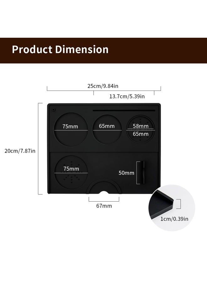 WATCHGET Espresso Tamping Mat - Espresso Tamping Station Food Grade Silicone Coffee Tamper Mat Espresso Accessory for Baristas Home Kitchen Bar Coffee Shop 9.84Inch x 7.87Inch (Black) - Image 5