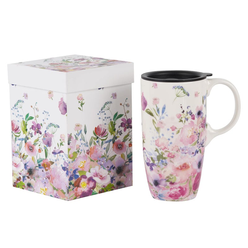 Topadorn Ceramic Mugs Porcelain Latte Tea Cup Coffee Mug with Gift Box17ozPink Garden