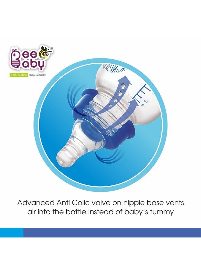 Beebaby Basic Slim Regular Neck Baby Feeding Bottle With Fast Flow Anticolic Nipple Infants New Born Toddlers100% Bpa Free 250 Ml 8 Oz. (Blue) 8 Months + - Image 4