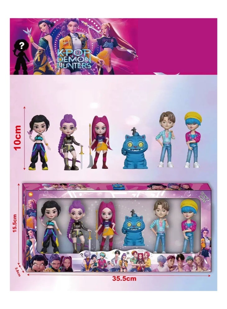 مجموعة من 6 قطع من مجسمات شخصيات كيبوب صائدي الشياطين لديكور المنزل والمكتب لمحبي الصيادين