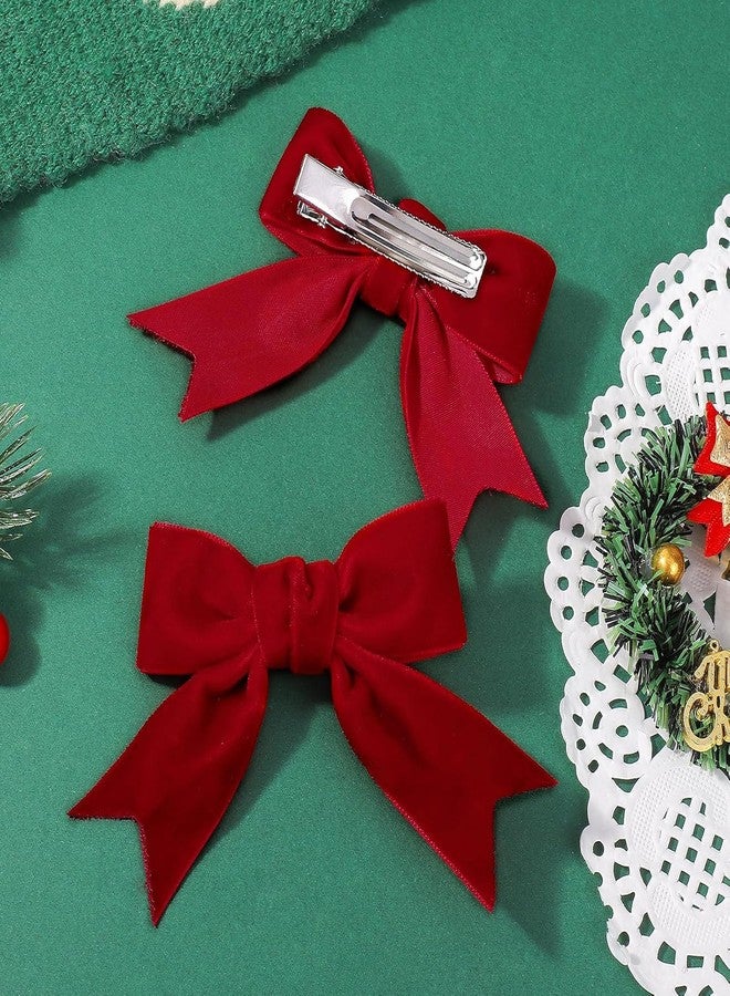 Shivashay Red Velvet Hair Bows, 2'' Hair Ribbon Clips Fall Alligator Clips Hair for Women Girls Toddlers Kids Baby Christmas Party Dress Accessories (Pack of 2, Red) - Image 5