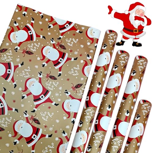 Tera13 TERA 13 Wrapping Paper For Gift Packing, Rapping Sheet For Girls, Christmas Theme Wrapping Paper Roll, Gift Rapping Paper For Kids, Decoration Paper, Notebook Cover, Santa Claus Wrapping Sheet (5 pcs) - Image 5