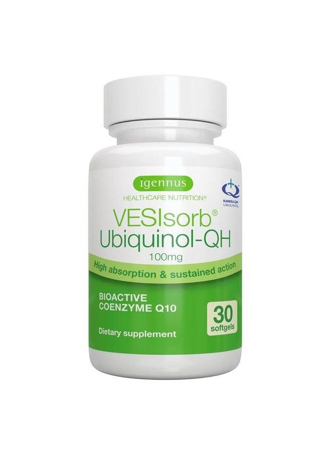 Igennus Healthcare Nutrition - VESIsorb Ubiquinol-QH Advanced CoQ10 100mg, High Absorption 600% Bioavailability & Fast Sustained Action, 1-Month Supply, by Igennus - Image 1