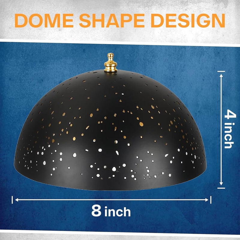 ALUCSET ALUCSET Clip On Lamp Shade Metal Dome Shaped Light Bulb Cover Modern Lighting Decor Small Lampshade for Ceiling Lights Wall Mounted Lights  Black Gold Hollowed Shade 8 Diameter x 4 Height  - Image 5