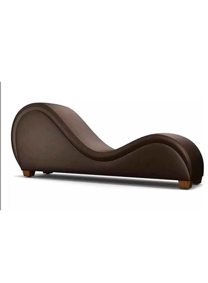R2R FURNITURE Comfortable S-Shape Sofa-Chair, Loveseat Bonded Stretch. (DARK BROWN)