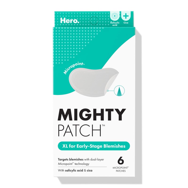 Mighty Patch Micropoint Large Hydrocolloid Pimple Patches for Face Blemishes from Hero Cosmetics, Acne Stickers for Early Stage Zits & Hidden Pimples, 1,385 Proprietary Micropoints, 6 Count - Image 1