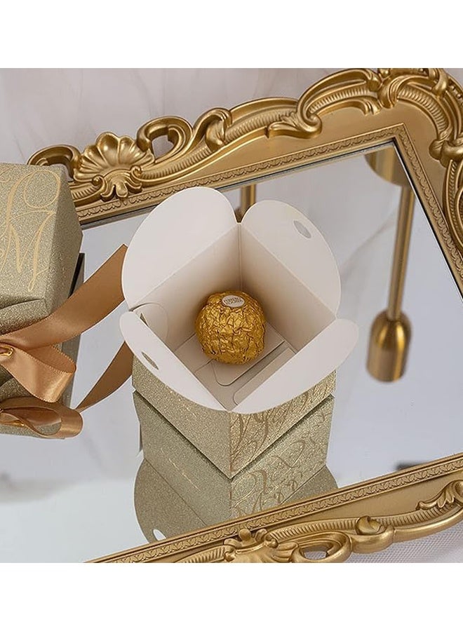 KANGLI 10Pcs Wedding Gift Box, Gold Candy Gift Box Paper Box with Ribbon Pin for Wedding Decoration Party Favor Small Gift Packing(Gold*5Pcs, Silver *5Pcs) - Image 5