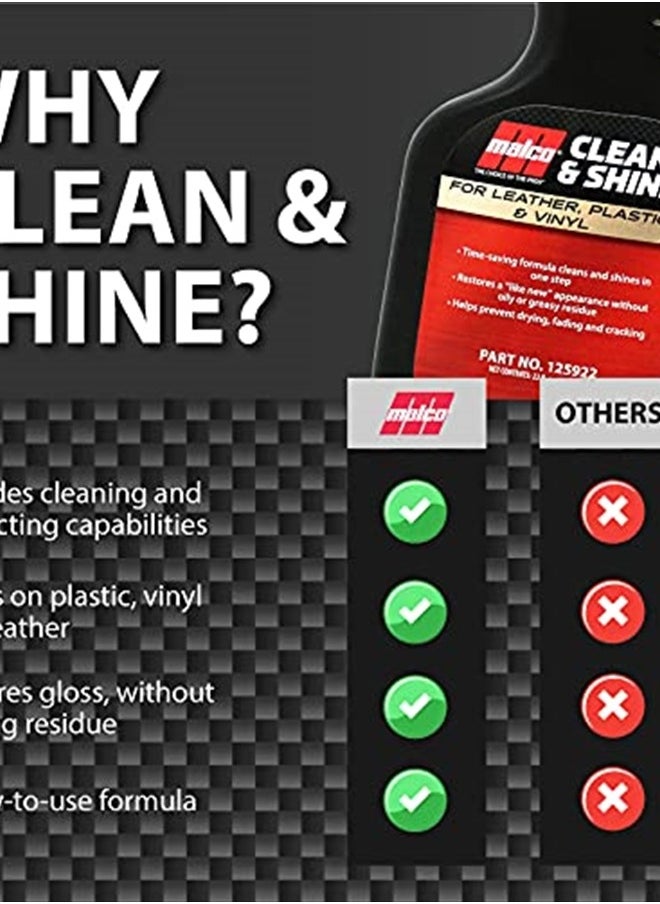 MALCO Clean & Shine Interior Car Cleaner and Dressing – Restore Leather, Plastic and Vinyl Surfaces in Your Vehicle/Clean, Condition and Protect in 1 Simple Step / 1 Gallon (125901)  - Image 5