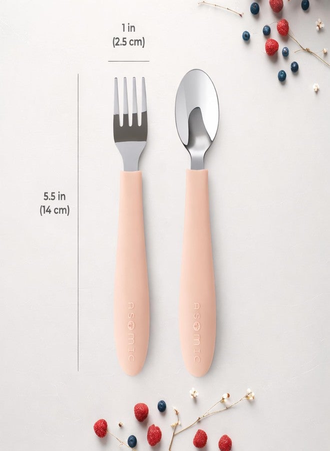 ASOMIC Toddler Utensils, 6-Piece Kids Silverware Set with Silicone Handles, 3 Forks & 3 Spoons, Premium 316 Stainless Steel, Dishwasher Safe (Pink/Lavender/Ivory) - Image 4