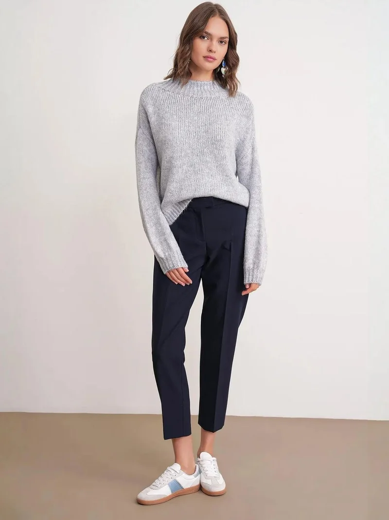 MixRay Mixray Relaxed Fit Crew Neck Thick Knit Sweater