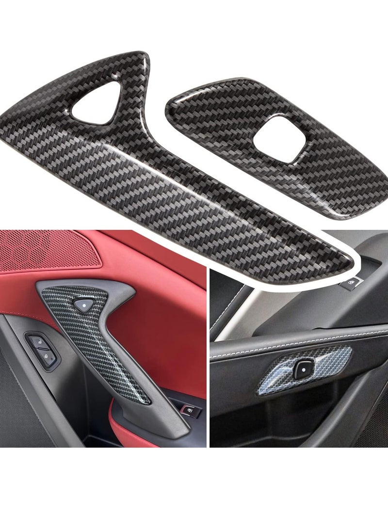 Bukela Carbon Fiber Look Interior Door Handle Cover Trim for Chevrolet Corvette C7 Z06 Z51 ZR1 Stingray Grand Sport 2014 2015 2016 2017 2018 2019 Side Inner Door Handle Accessories Decoration (Black) - Image 1
