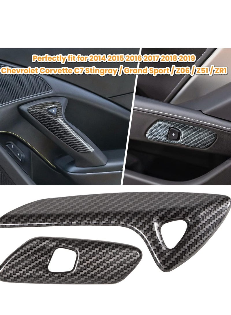 Bukela Carbon Fiber Look Interior Door Handle Cover Trim for Chevrolet Corvette C7 Z06 Z51 ZR1 Stingray Grand Sport 2014 2015 2016 2017 2018 2019 Side Inner Door Handle Accessories Decoration (Black) - Image 2