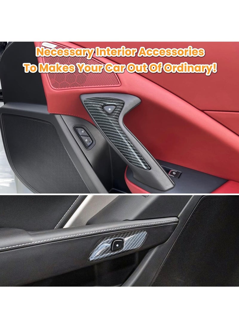 Bukela Carbon Fiber Look Interior Door Handle Cover Trim for Chevrolet Corvette C7 Z06 Z51 ZR1 Stingray Grand Sport 2014 2015 2016 2017 2018 2019 Side Inner Door Handle Accessories Decoration (Black) - Image 3
