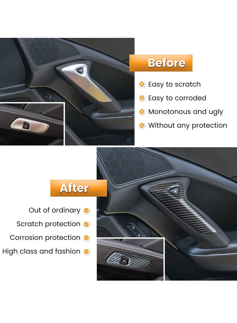 Bukela Carbon Fiber Look Interior Door Handle Cover Trim for Chevrolet Corvette C7 Z06 Z51 ZR1 Stingray Grand Sport 2014 2015 2016 2017 2018 2019 Side Inner Door Handle Accessories Decoration (Black) - Image 4