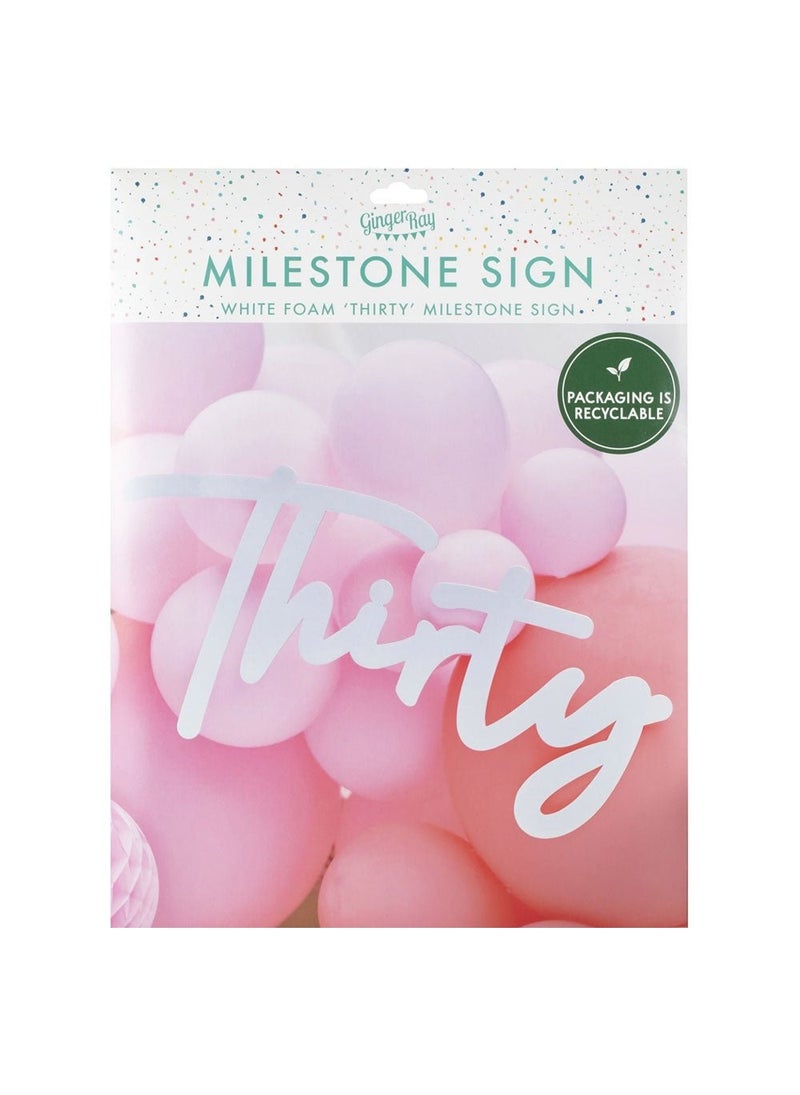 Ginger Ray Thirty Banner White Cardboard 70cm - Image 4