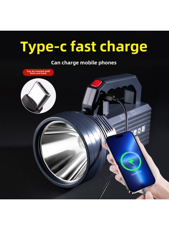 Oaks Flashlight Strong Light Rechargeable Ultra-bright Outdoor Long-range Searchlight Solar Flashlight Home Led-Color:6000w Battery Life 8h Single Lithium Battery With Side Light - Image 5