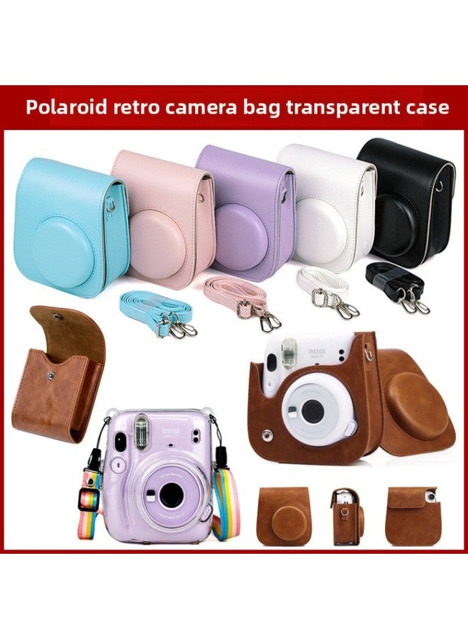 Fuji Clapper Mini12/SE/99 Camera Bag 7 Transparent 90 Leather Case 25 Storage 40 Protective Case Realistic-Color:Mini12 Retro Bag Blue With Straps⚑ - Image 3
