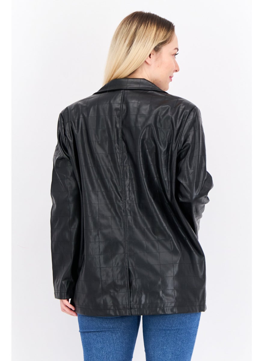 4th & Reckless - Women Plaid Motorcycle Jacket, Black - Image 1