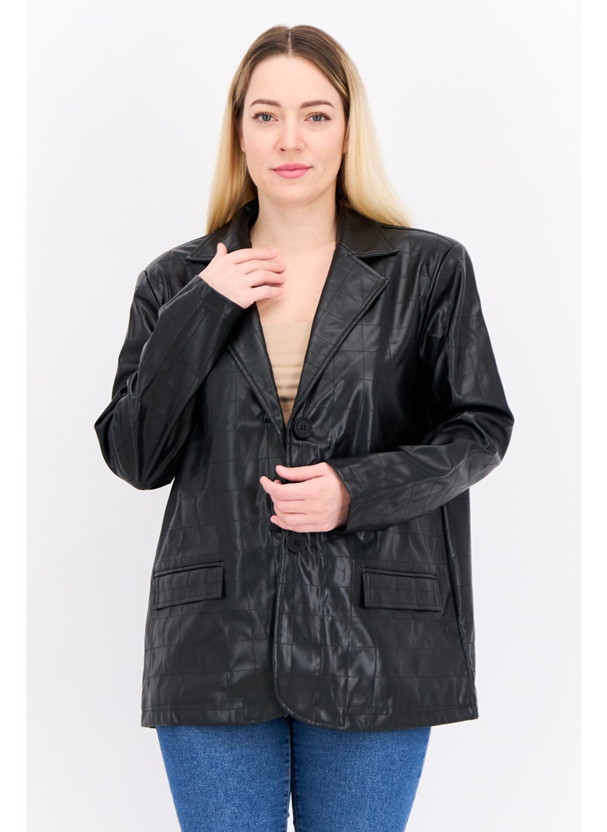 4th & Reckless - Women Plaid Motorcycle Jacket, Black - Image 1