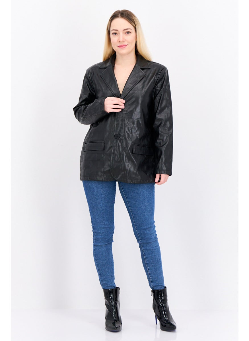 4th & Reckless - Women Plaid Motorcycle Jacket, Black - Image 1