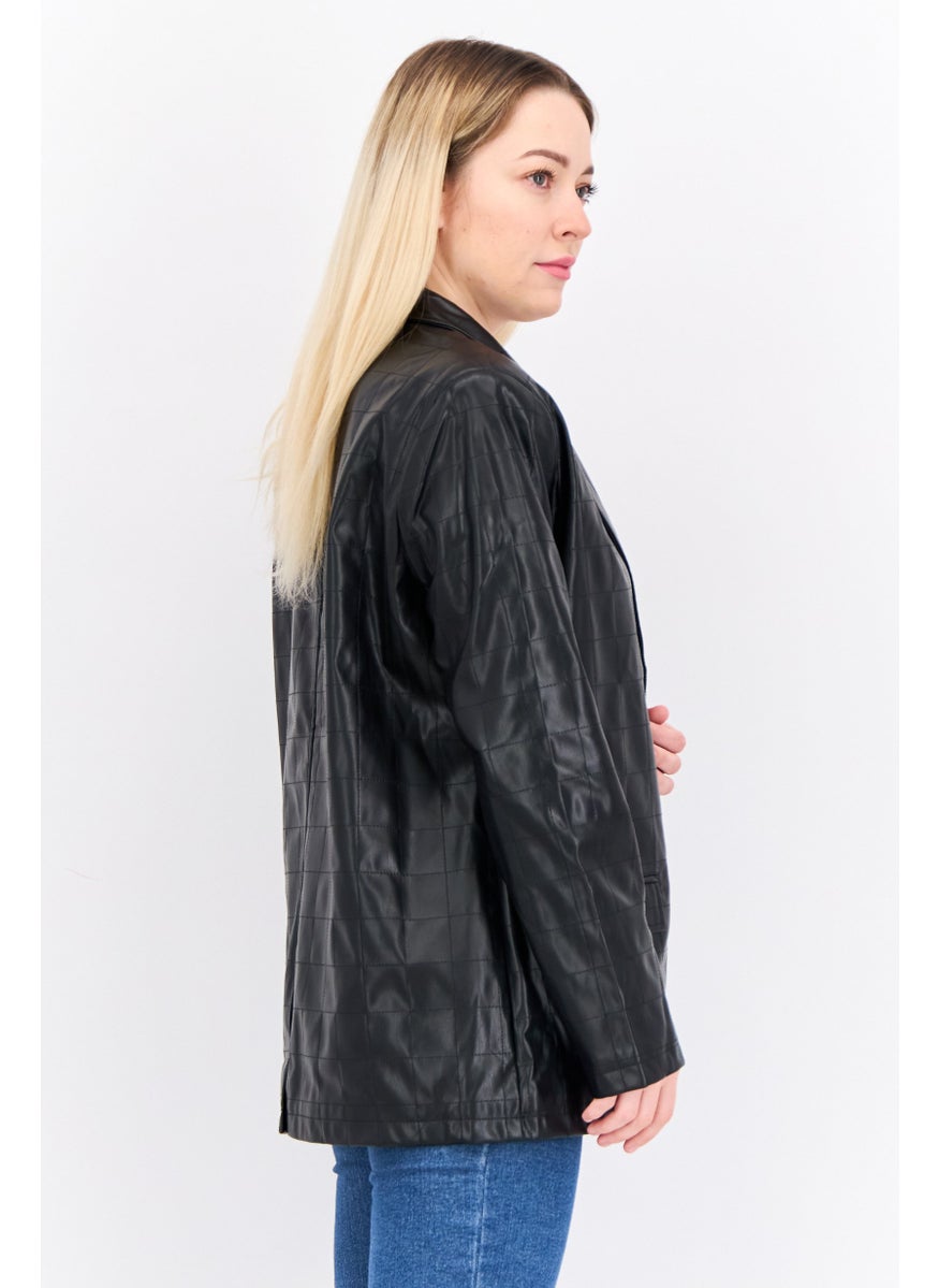 4th & Reckless - Women Plaid Motorcycle Jacket, Black - Image 1