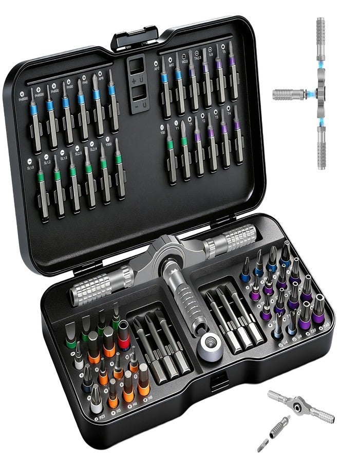 SEARART Ratchet Screwdriver Set: 66 in 1 Magnetic Screwdriver Sets, S2 Steel Bits, Portable for Precision Electrical Repair, Computers, Bicycles - Suitable for Repairmen, DIY Enthusiasts, Home Users - Image 1