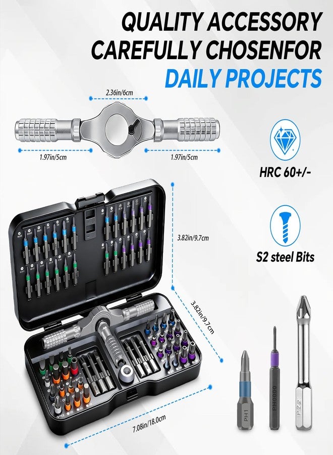 SEARART Ratchet Screwdriver Set: 66 in 1 Magnetic Screwdriver Sets, S2 Steel Bits, Portable for Precision Electrical Repair, Computers, Bicycles - Suitable for Repairmen, DIY Enthusiasts, Home Users - Image 2
