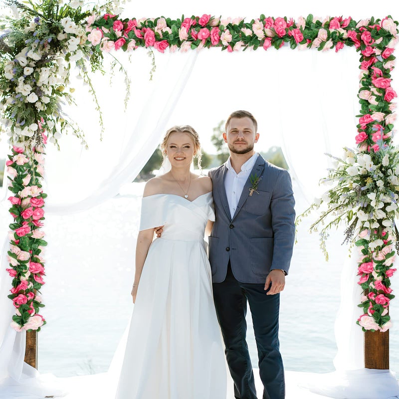 KHOYIME 9 Pack 72 FT Artificial Flower Garland, Fake Pink Roses Vines Silk Flowers Faux Plastic Outdoor Hanging Floral Ivy Garland Decorations for Wedding Arch Bedroom Home Wall Backdrop Room Decor - Image 4