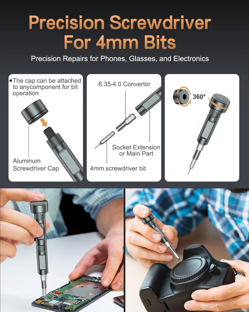 Bomivoi 74 in 1 Magnetic Screwdriver Set, Multi Bit Ratchet Screwdriver Set with Detachable Handle, Repair Tool Kit for Furniture, Precision Electrical Appliance, Bicycle, Ring Doorbell, DIY, Watch - Image 3