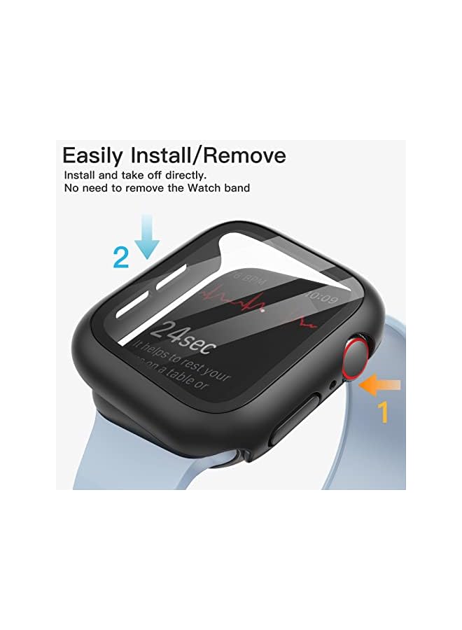 Jetech حافظة مع واقي شاشة متوافق مع Apple Watch SE (2022/2020) /Series 6 5 4 40 مم غطاء حماية شامل مدمج من الزجاج المقوى عالي الحساسية، قطعتان (أسود) - Image 4