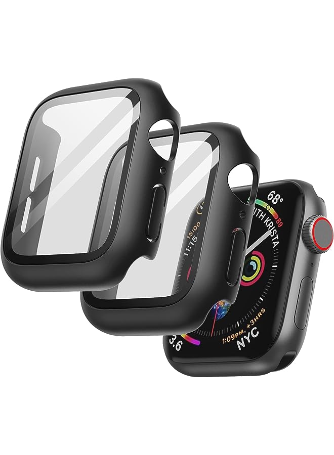 Jetech حافظة مع واقي شاشة متوافق مع Apple Watch SE (2022/2020) /Series 6 5 4 40 مم غطاء حماية شامل مدمج من الزجاج المقوى عالي الحساسية، قطعتان (أسود) - Image 1