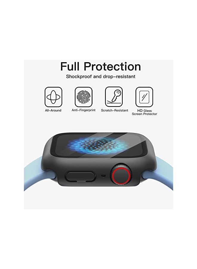 Jetech حافظة مع واقي شاشة متوافق مع Apple Watch SE (2022/2020) /Series 6 5 4 40 مم غطاء حماية شامل مدمج من الزجاج المقوى عالي الحساسية، قطعتان (أسود) - Image 5