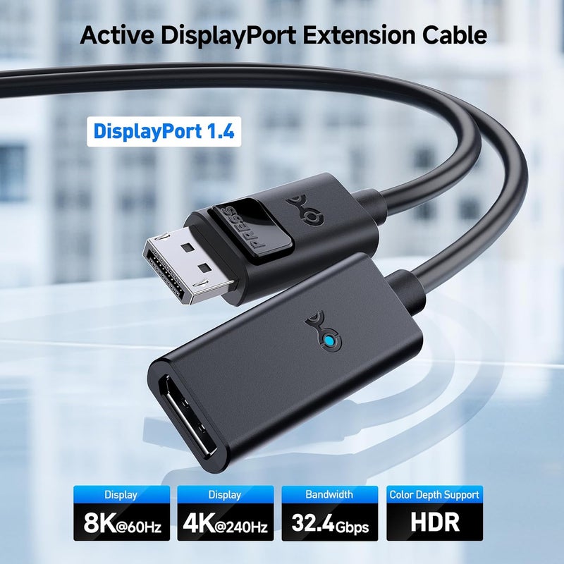 CableMatters Active DisplayPort to DisplayPort Extension Cable - 25ft, Supports 8K 60Hz, 4K 240Hz DP Extension Cable 1.4, DP Male to Female - Image 2