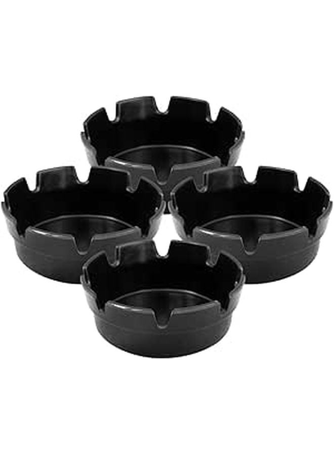 Black Plastic Ashtray with 8 Cigarette Slots for Indoor Outdoor Use - Image 1