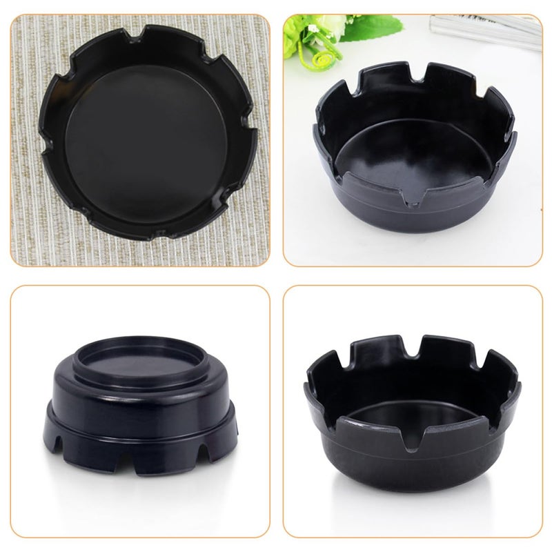 Black Plastic Ashtray with 8 Cigarette Slots for Indoor Outdoor Use - Image 4