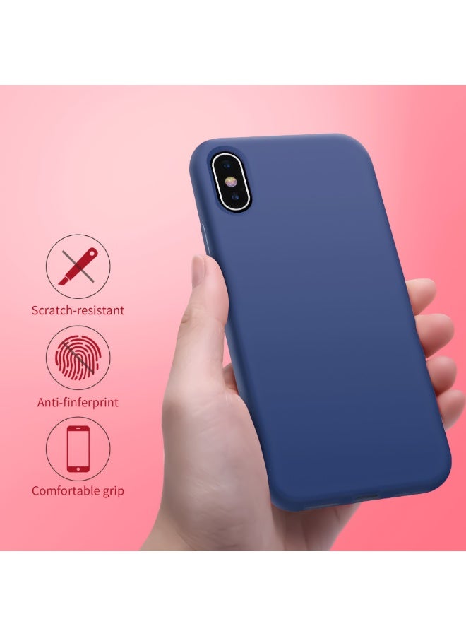 جراب متوافق مع iPhone XR مقاس 6.1 بوصة، جراب هاتف نحيف من السيليكون السائل بأربع طبقات من المطاط الهلامي الناعم المقاوم للصدمات مع بطانة من الألياف الدقيقة المضادة للخدش (أزرق ملكي) - Image 2