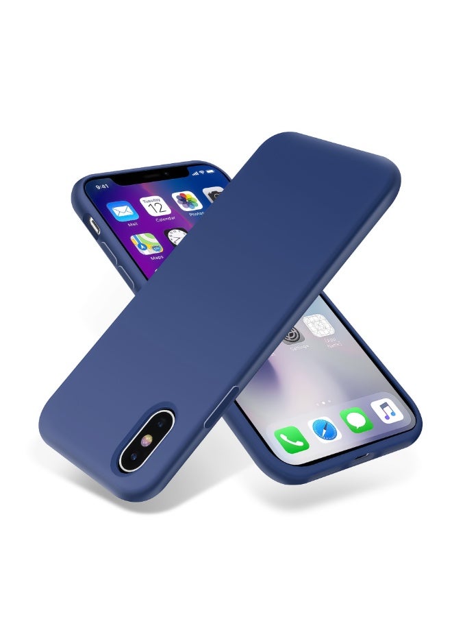 جراب متوافق مع iPhone XR مقاس 6.1 بوصة، جراب هاتف نحيف من السيليكون السائل بأربع طبقات من المطاط الهلامي الناعم المقاوم للصدمات مع بطانة من الألياف الدقيقة المضادة للخدش (أزرق ملكي) - Image 1
