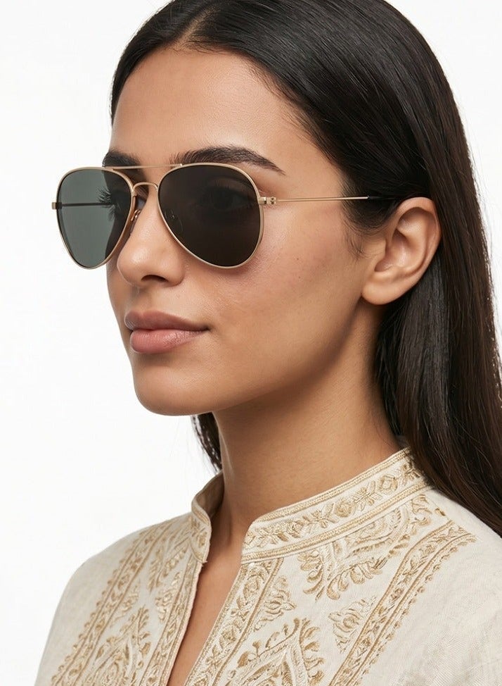 Polarized Oversized Pilot Sunglasses Unisex, Classic Metal Frame, UV400, Black & Grey - Image 3