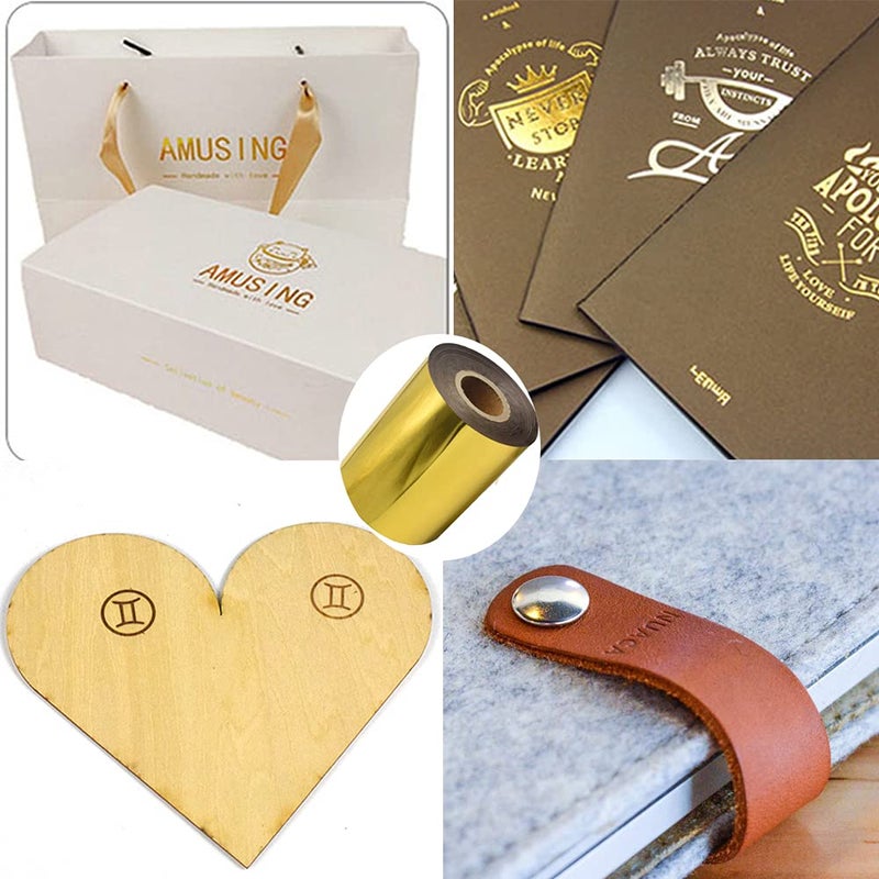 TOAUTO 4cm Gold Hot Foil Stamping Paper 1.5" x 400ft for Leather Bronzing Machine PU Heat Transfer Anodized Gilded Paper (1.5 inch Width, Gold) - Image 3
