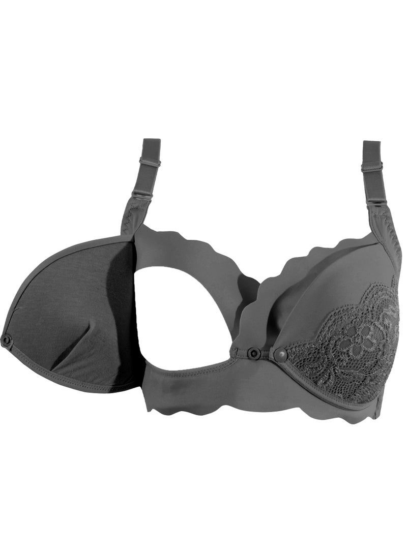Okus - Elegant Seamless Maternity And Nursing Bra - Black - X Large - Image 1